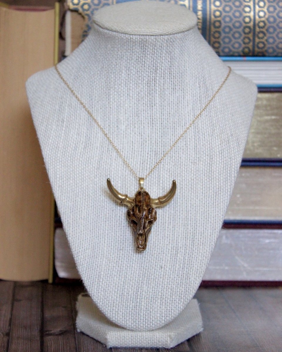 Resin Cow Skull Pendant Necklace