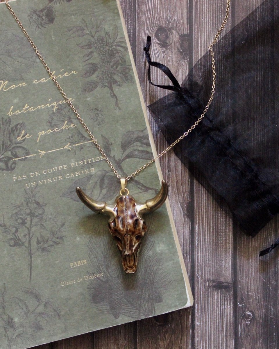 Resin Cow Skull Pendant Necklace