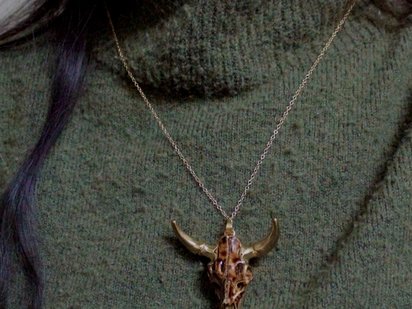 Resin Cow Skull Pendant Necklace